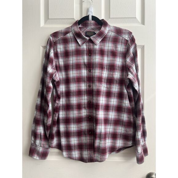 Pendleton Tops - PENDLETON Red Plaid Cotton Button Down Board Shirt